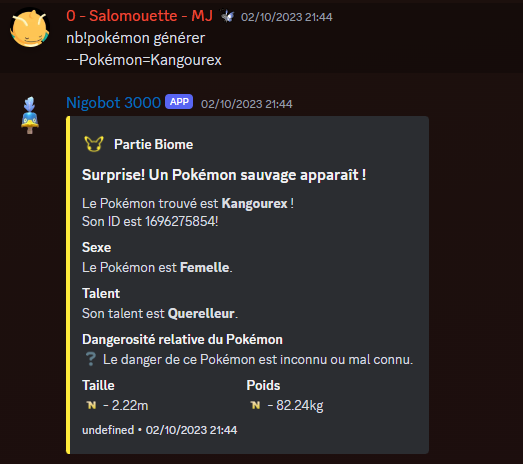 Génération d'une créature que les joueurs pourront capturer ou affronter.