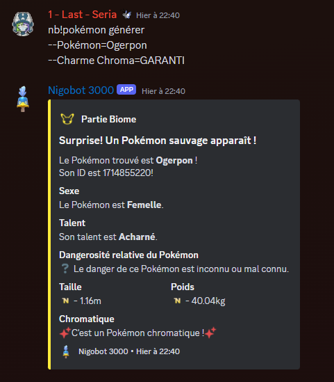 Génération d'une créature que les joueurs pourront capturer ou affronter.